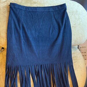 Lioness Fringed like-suede skirt black XS